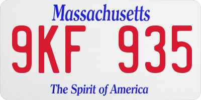 MA license plate 9KF935