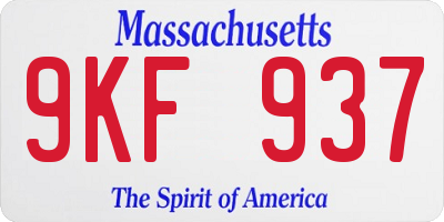 MA license plate 9KF937