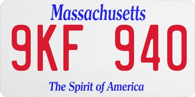 MA license plate 9KF940