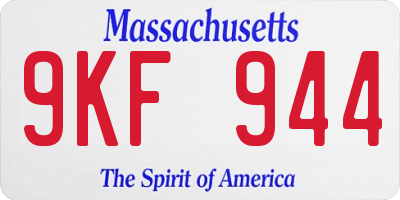 MA license plate 9KF944