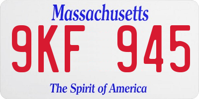 MA license plate 9KF945