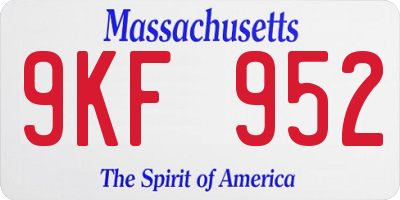 MA license plate 9KF952