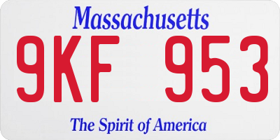 MA license plate 9KF953