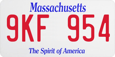 MA license plate 9KF954