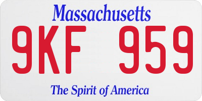 MA license plate 9KF959