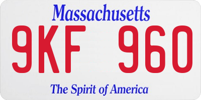 MA license plate 9KF960