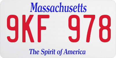 MA license plate 9KF978