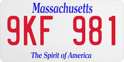MA license plate 9KF981