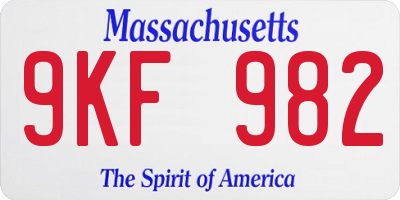 MA license plate 9KF982