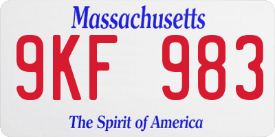 MA license plate 9KF983