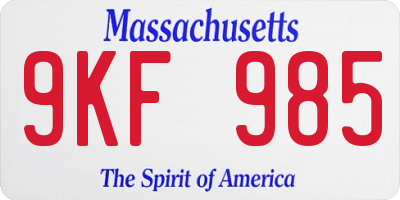MA license plate 9KF985