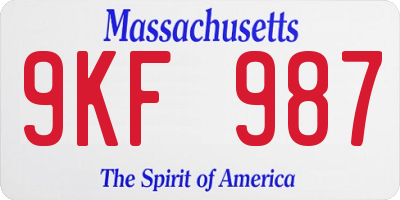 MA license plate 9KF987