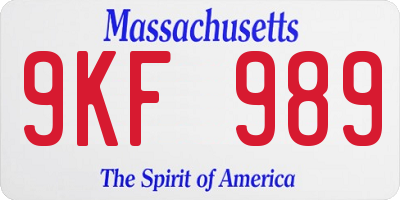 MA license plate 9KF989