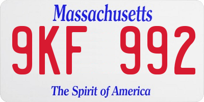 MA license plate 9KF992