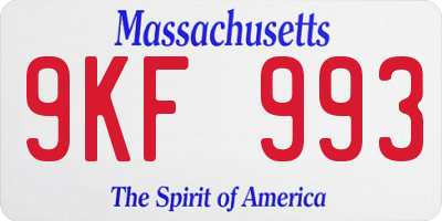 MA license plate 9KF993
