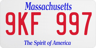 MA license plate 9KF997