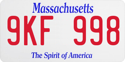 MA license plate 9KF998