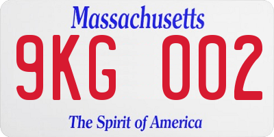 MA license plate 9KG002