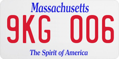 MA license plate 9KG006