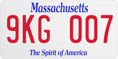 MA license plate 9KG007