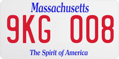 MA license plate 9KG008