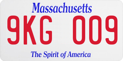 MA license plate 9KG009