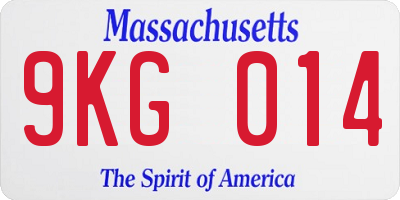 MA license plate 9KG014