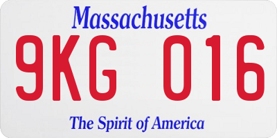 MA license plate 9KG016