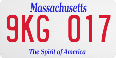 MA license plate 9KG017