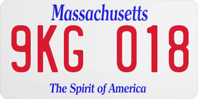 MA license plate 9KG018