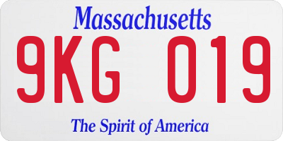 MA license plate 9KG019