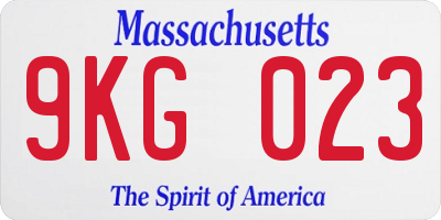 MA license plate 9KG023