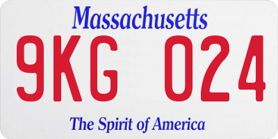 MA license plate 9KG024