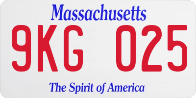 MA license plate 9KG025
