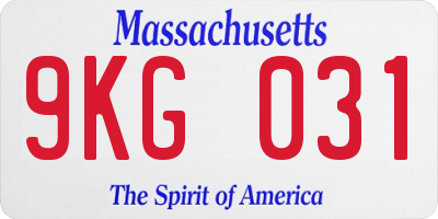 MA license plate 9KG031