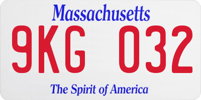 MA license plate 9KG032