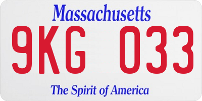 MA license plate 9KG033
