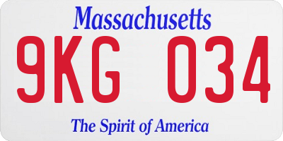 MA license plate 9KG034