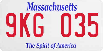 MA license plate 9KG035