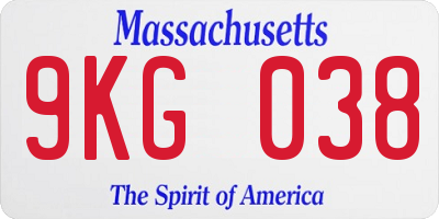 MA license plate 9KG038