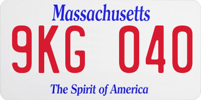 MA license plate 9KG040