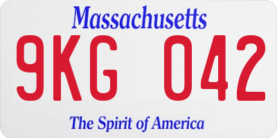 MA license plate 9KG042