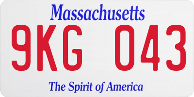 MA license plate 9KG043