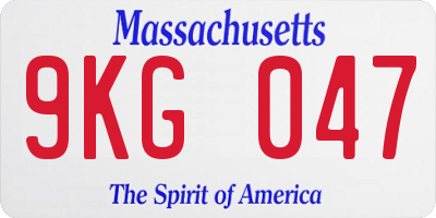 MA license plate 9KG047