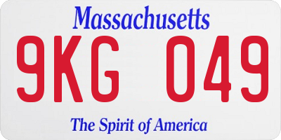 MA license plate 9KG049