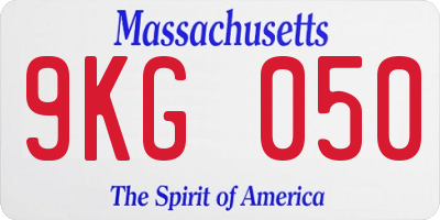 MA license plate 9KG050