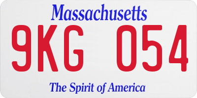 MA license plate 9KG054