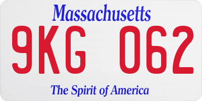 MA license plate 9KG062