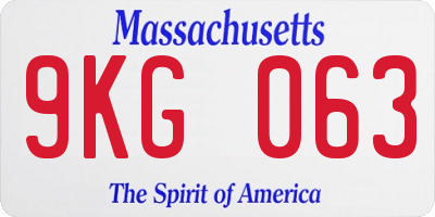 MA license plate 9KG063
