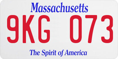 MA license plate 9KG073